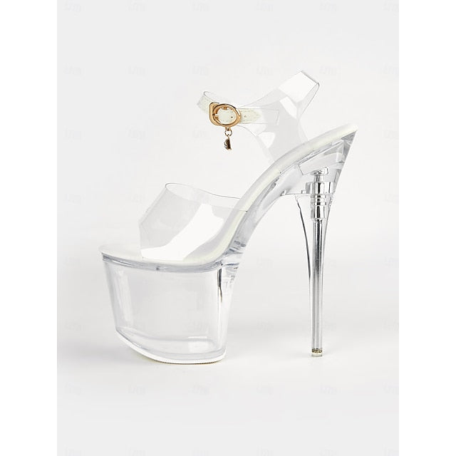 Clear Transparent High Ankle Heel with - Platform Sandals Strap