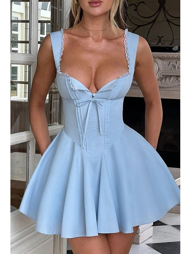 Women's Mini Dress White Dress Graduation Dress Slip Dress