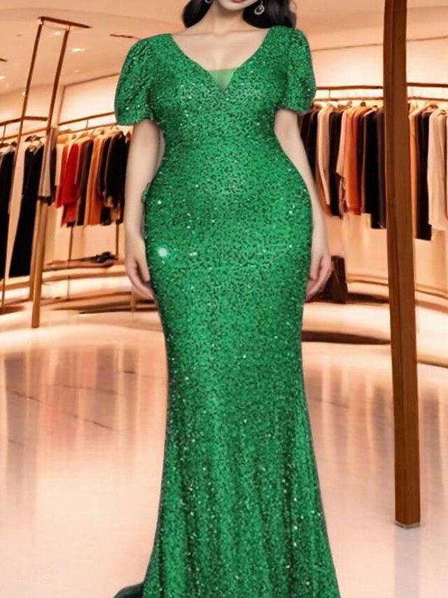 Mermaid Trumpet Sweep Brush Train Prom Dresses Evening Gown