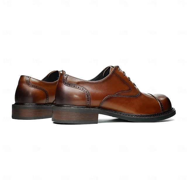 Cap First Shoes Oxford Leather Genuine Men's Toe