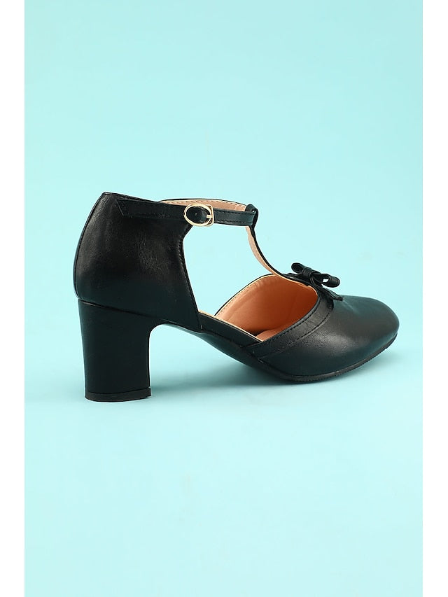 Roaring Vintage Heels Shoes T-strap 20s Retro heels Chunky 1950s