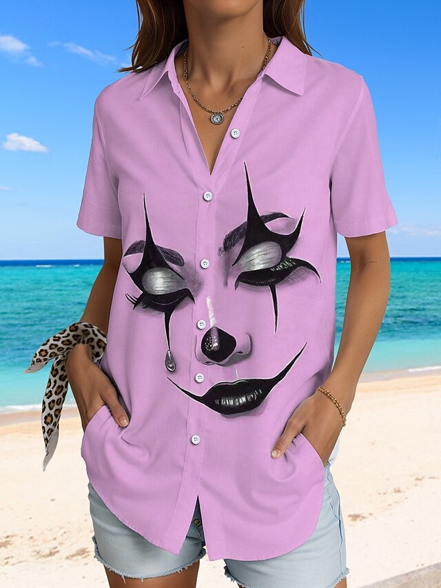 Women's Shirt Long Sleeve Button Down Blouse Graphic 3D