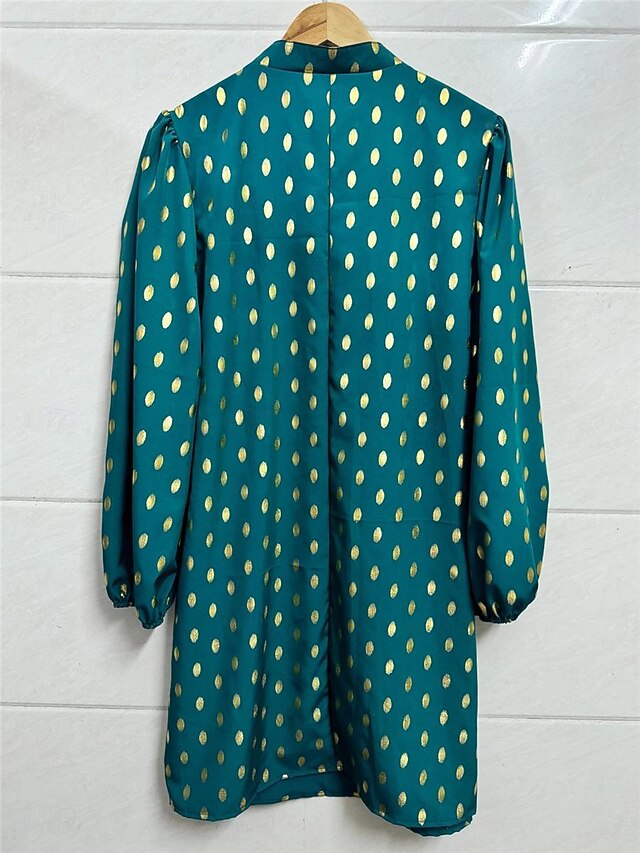 Women's Polka Dot Print Notched Neck Mini Dress Stylish