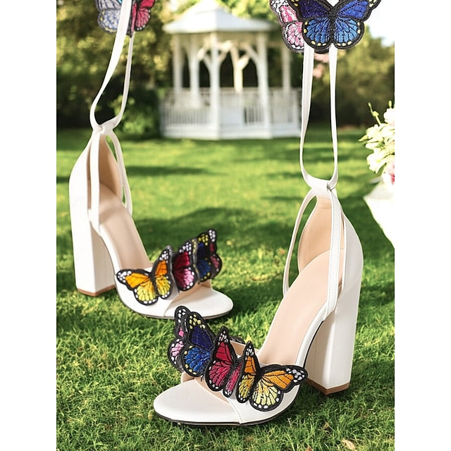 Heel for High Sandals Butterfly Women – Black Embellished