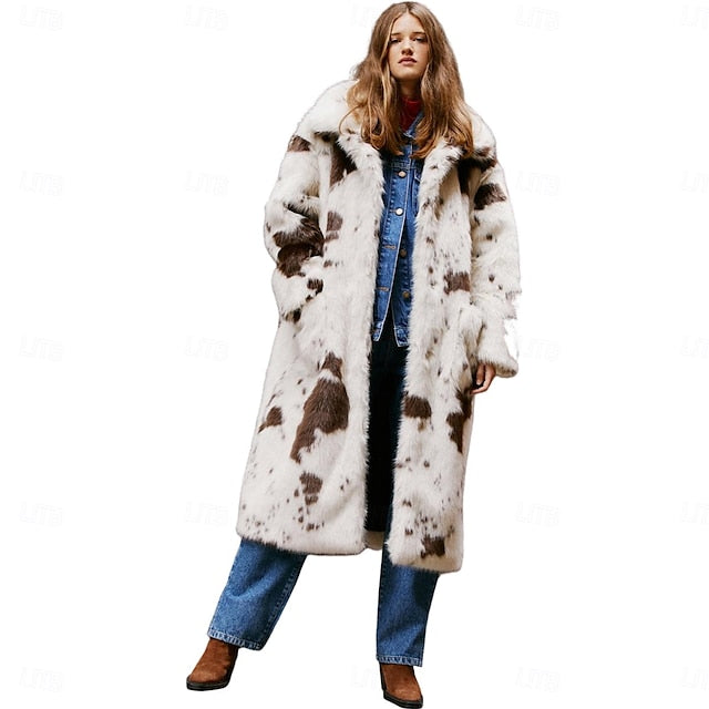 Elegant Coat Women's Fur Faux Comfortable Warm Knitting