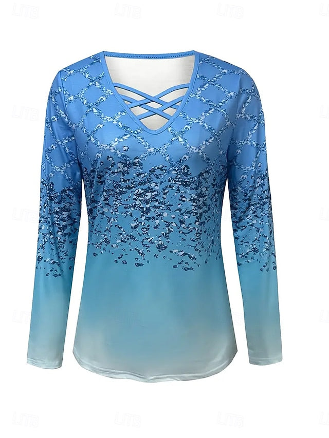 Women's T Shirt Cut Out Print Ombre Graphic Vintage Stylish