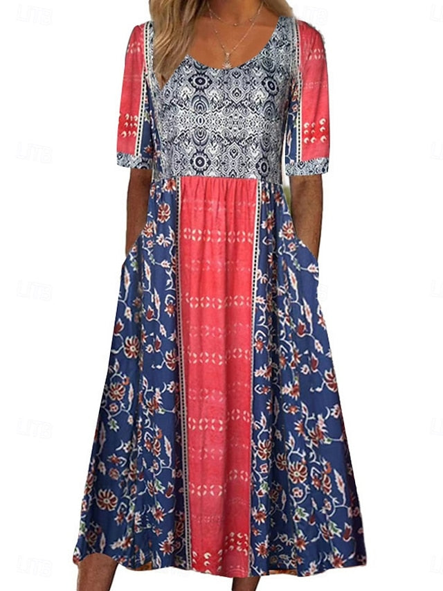 Women's Midi Dress A Line Dress Fit And Flare Dress