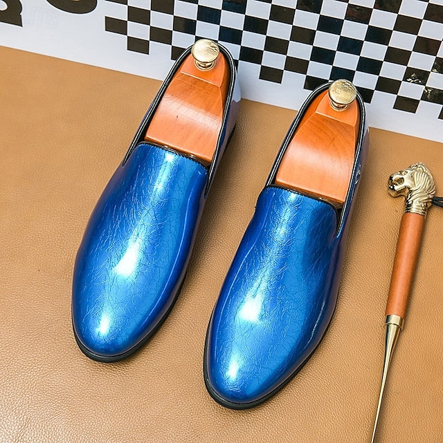 Shiny Loafers – Slip-On Metallic Men's Fashionable Gold