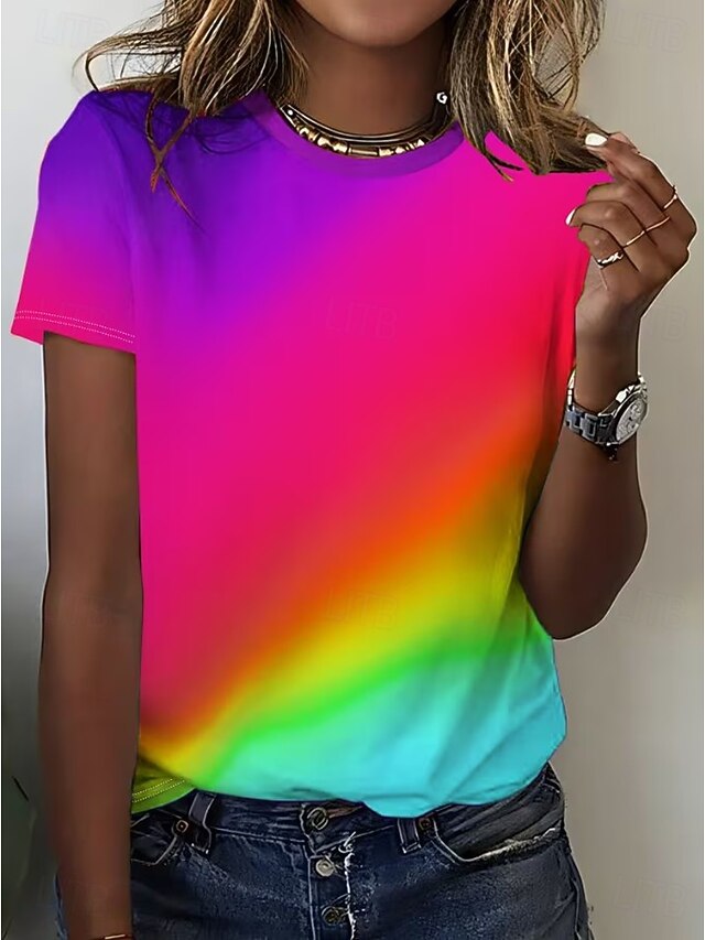 Women's T Shirt Print Ombre Graphic Vintage Stylish Classic
