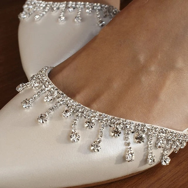 White Wedding Women's Elegant Flats with – Bridal Shoes
