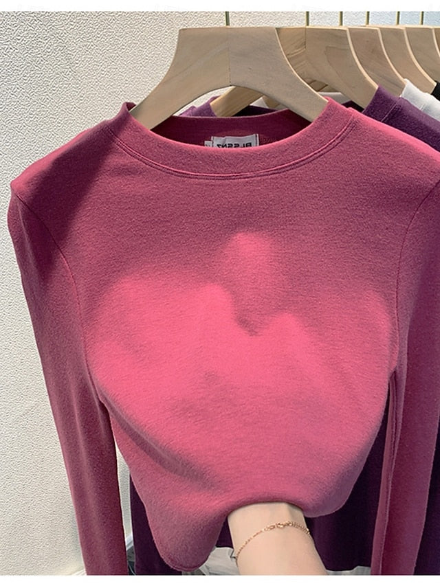Women's Blouse Solid Color Stylish Casual Long Sleeve Crew