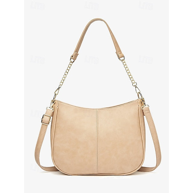 Bag Shoulder Leather Women's Chain Brown Gold Faux with