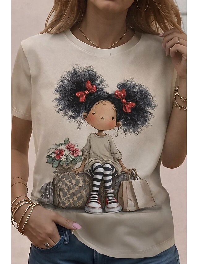 Women's T Shirt Print Graphic Animal Vintage Stylish