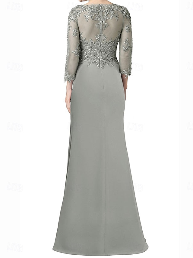 Dress of Mother Elegant Length A-Line Floor V the Neck Bride
