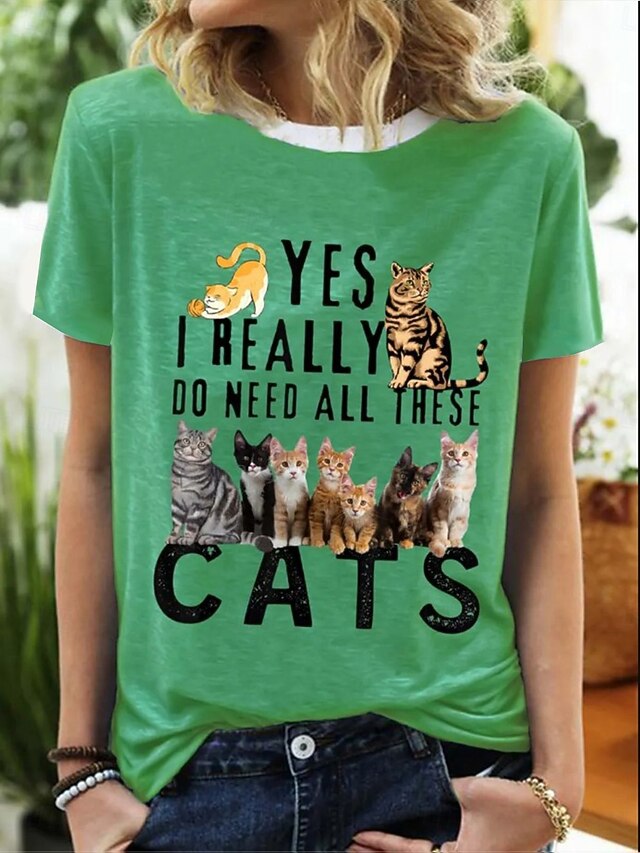 Women's T Shirt Print Graphic Animal Letter Vintage Stylish