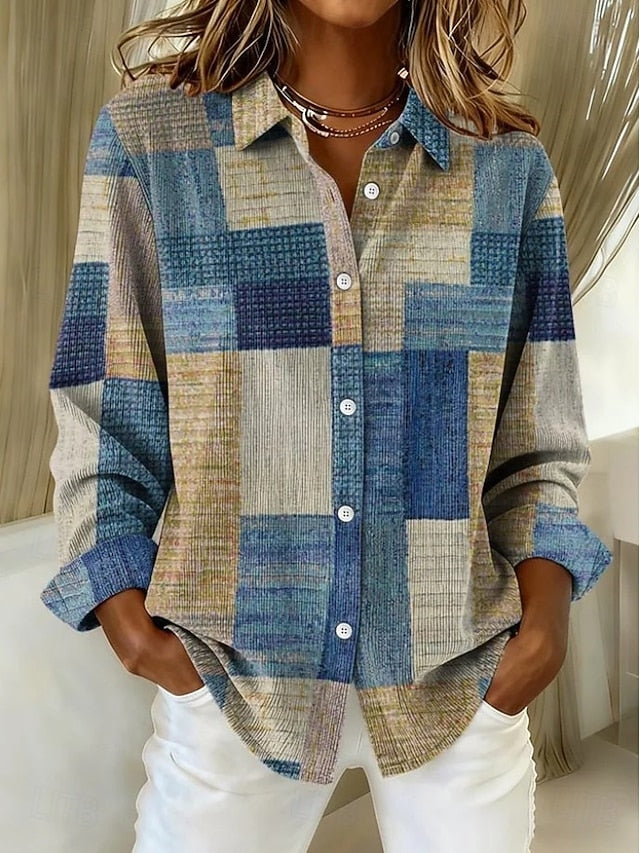 Women's Shirt Blouse Graphic Geometric Plaid Vintage Daily