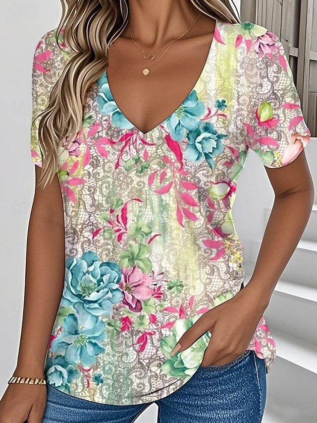 Women's T Shirt Floral Graphic Plants Vintage Stylish