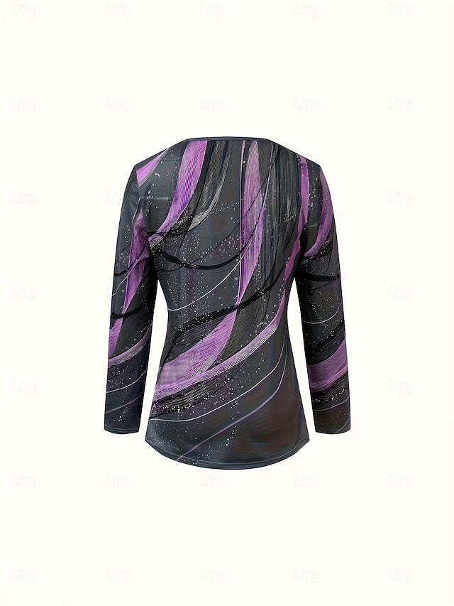 Women's T Shirt Cut Out Print Graphic Geometric Abstract