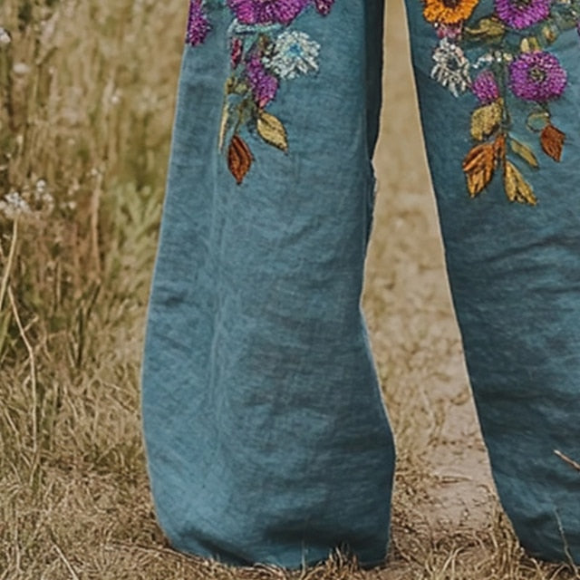 Women's Wide Leg Pants Trousers Palazzo Pants Vintage Boho