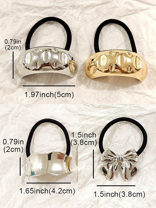 Band Hair Scrunchies Tone Gold Elastic Women's with -