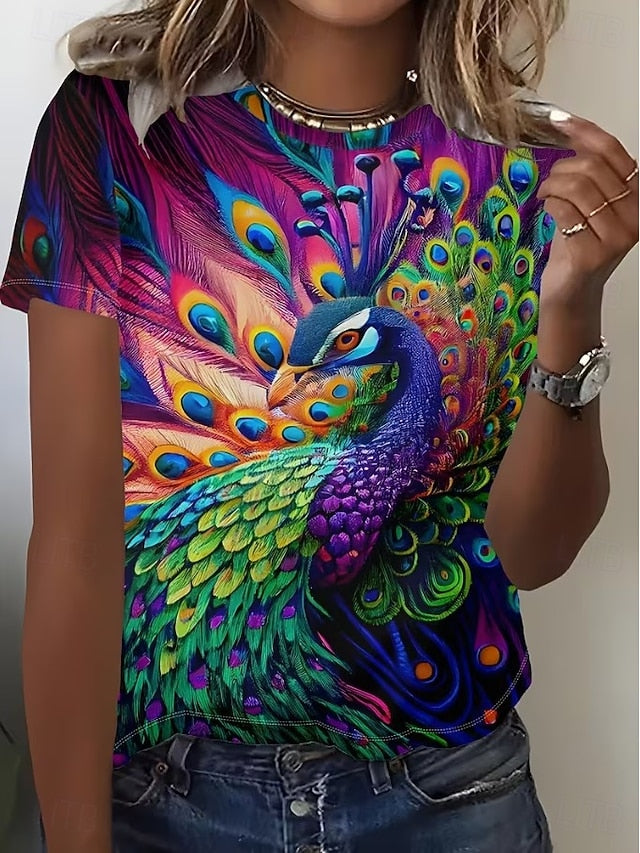 Women's T Shirt Print Floral Graphic Animal Vintage Stylish