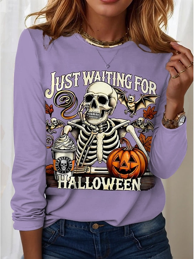 Women's T shirt Pumpkin Graphic Skull Vintage Fashion