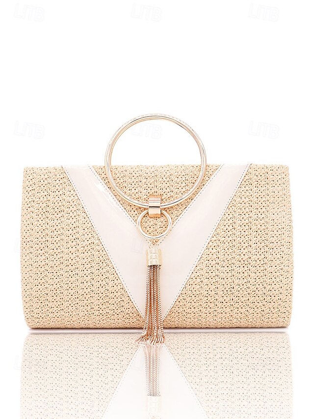 with Elegant Woven Purse Handbag Straw Clutch Women's –