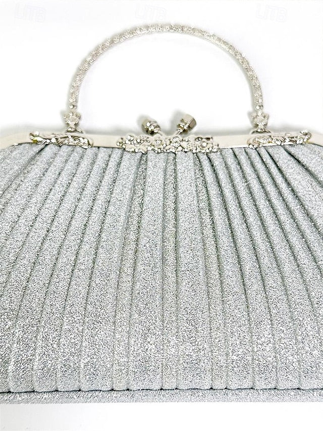 Glitter Clutch Pleated Vintage with Purse Evening Women's