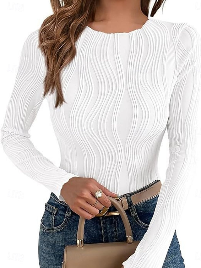 Women's Blouse Ruched Buttons Solid Color Elegant Stylish