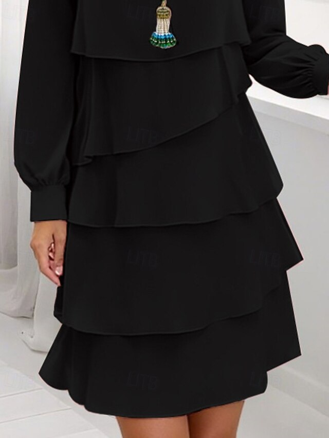 Women's Mini Dress Black Dress Tiered Dress Fashion Modern