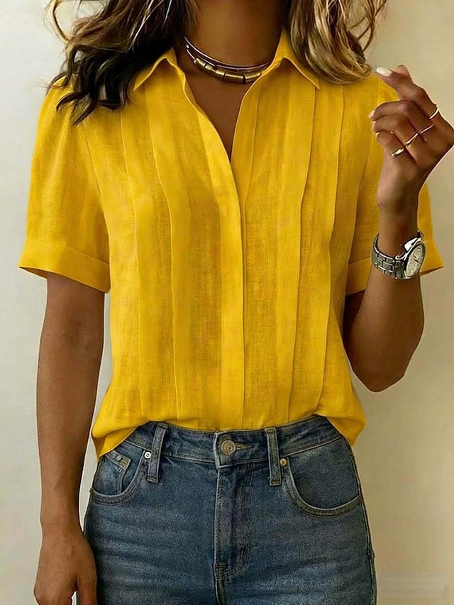 Women's Blouse Solid Color Daily Stylish Basic Short Sleeve
