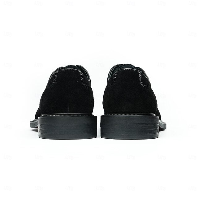 Cowhide Suede Derby Genuine Men's Shoes Leather - Classic