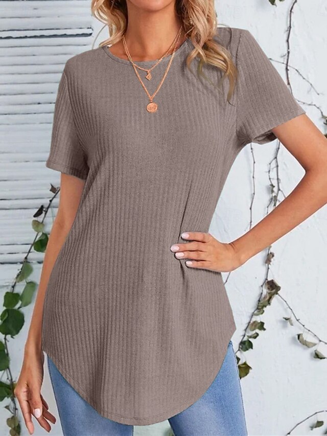 Women's T Shirt Tee Top Solid Color Fashion Classic Casual