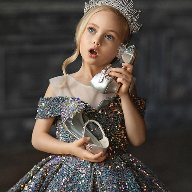 Flower Solid Party Kids Dress Girl Color Girls'