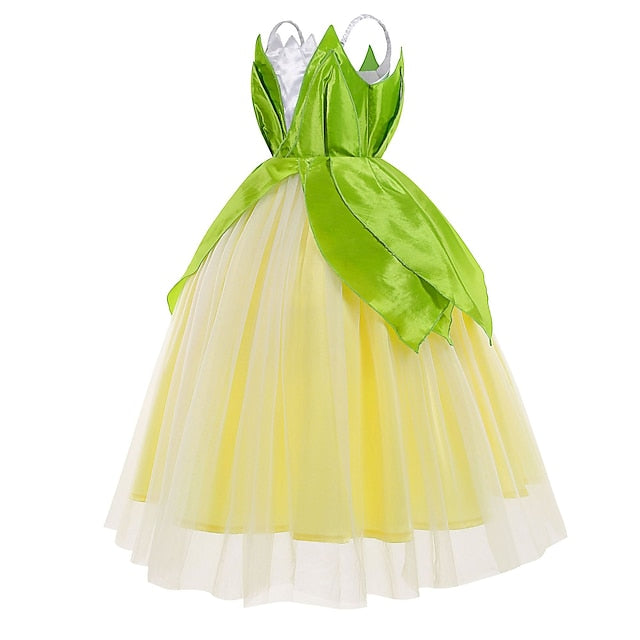Bell Princess Fairytale Tiana Theme Dress Girl Tinker Flower