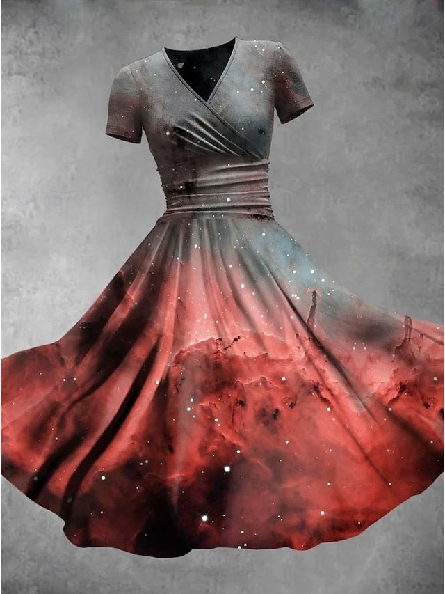 Women's Bloodstain Print Midi Dress A Line Dress Dress Fit