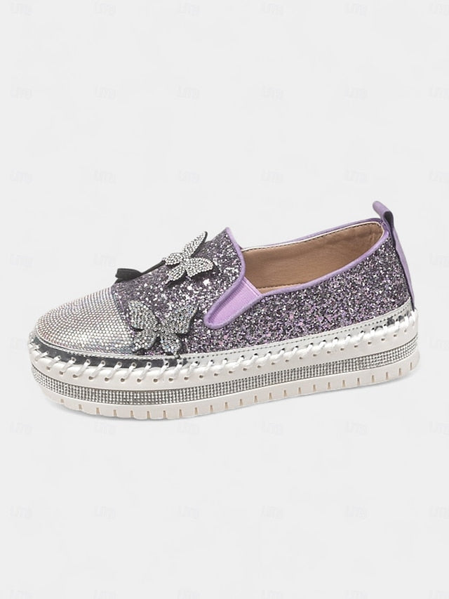 Women's Sneakers Purple Glitter Platform with Slip-On