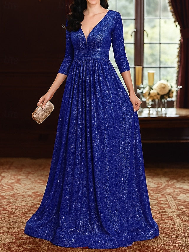 A-Line Floor Length Wedding Guest Dress Formal Dresses Evening