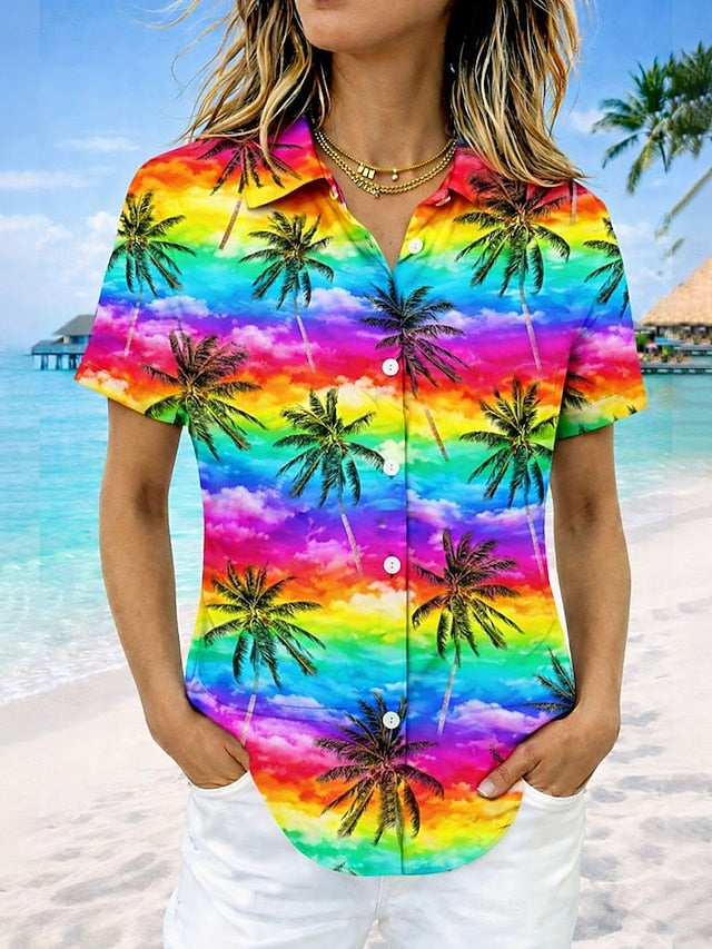 Women's Shirt Floral Graphic Vintage Tropical Stylish Short