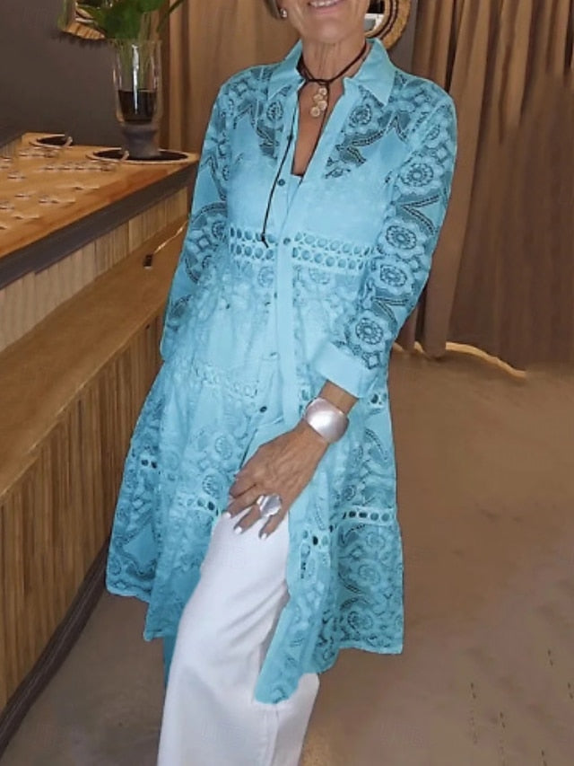 Women's Shirt Lace Shirt Blouse Lace Patchwork Plain Active