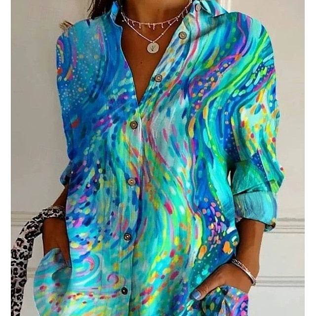 Women's Hawaiian Shirts Flowy Tops Vintage Casual Graphic