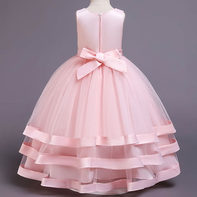 Dress Sleeveless Solid Colored Kids Party Girls' Wedding