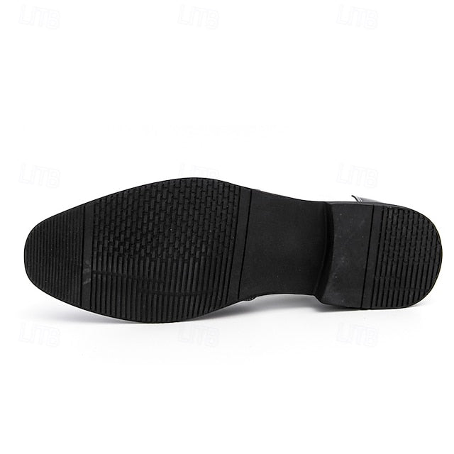 Men's Leather Oxford with and Gold Patent Black Shoes