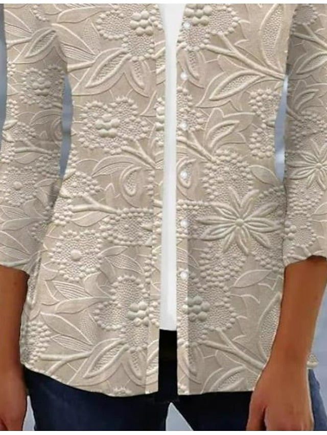 Women's Shirt 3D Print Floral Butterfly Basic 3/4 Length