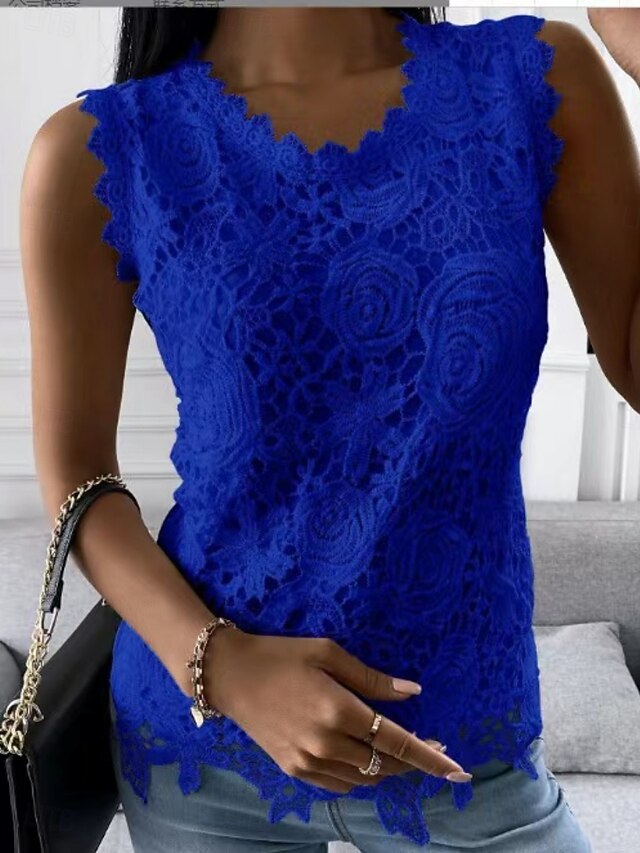 Women's Lace Tops Lace Patchwork Plain Elegant Fashion