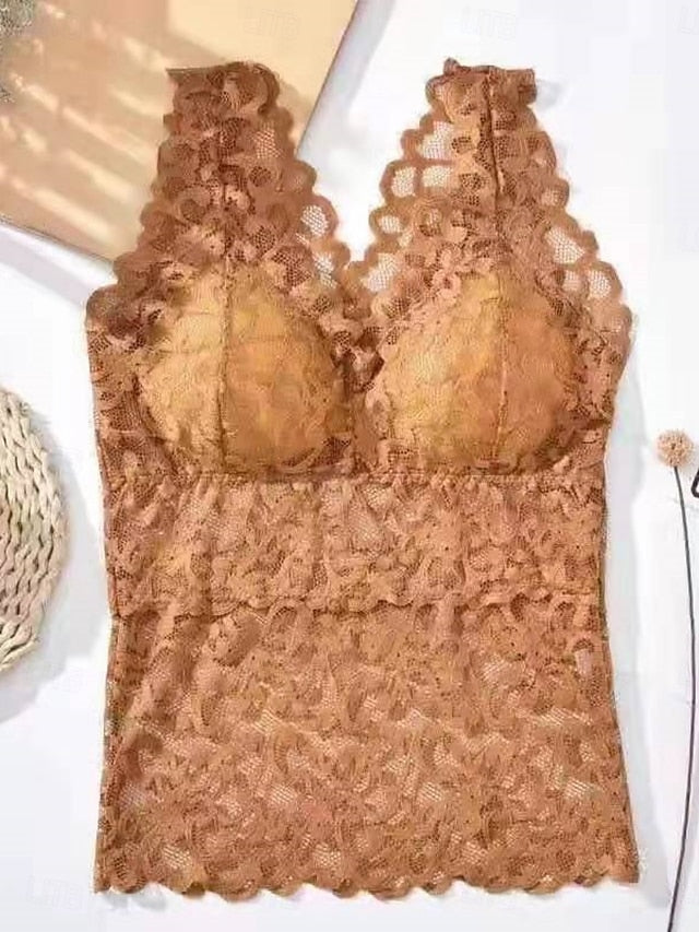 Women's Camisole Tank Top Lace Patchwork Solid Color Daily