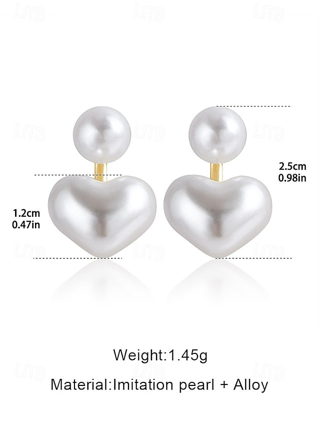 Romantic – Elegant Pearl Heart-Shaped Drop Minimalist Earrings