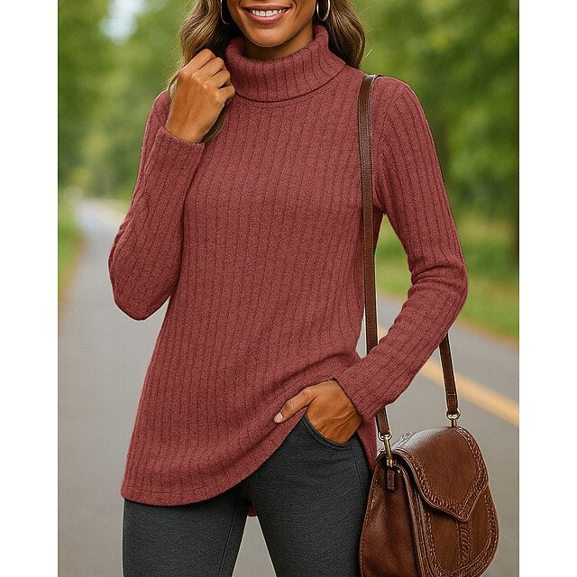 Women's Pullover Sweater Turtleneck Sweater Long Sleeve Top
