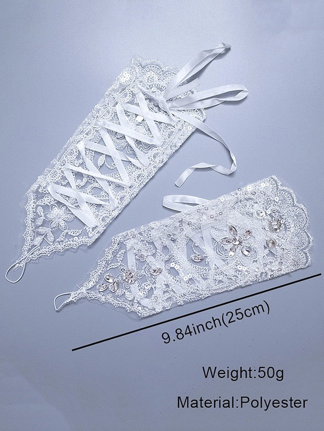 Bridal Lace Pearls with Wedding Gloves Elegant Accessories –