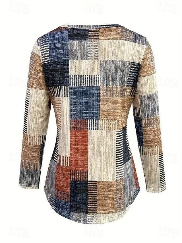 Women's T Shirt Cut Out Print Graphic Geometry Vintage